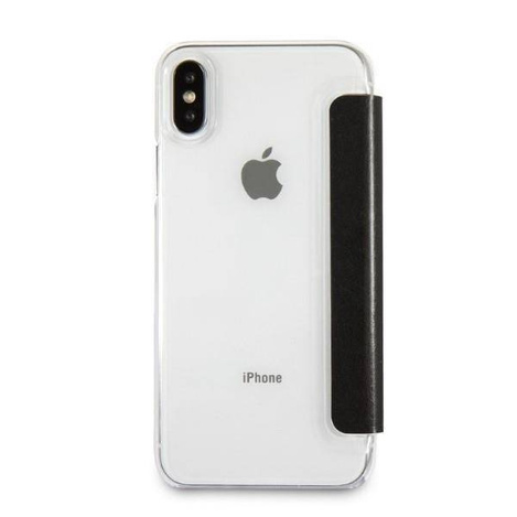 Original Handyhülle IPHONE X / XS Karl Lagerfeld Bookcase Signature Glitter schwarz