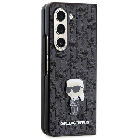 Karl Lagerfeld Saffiano Monogram Ikonik Pin Hülle für Samsung Galaxy Z Fold 5 – Schwarz