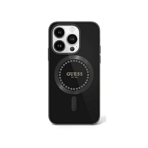 Guess IML Rhinestones MagSafe - Etui iPhone 16 Pro Max (czarny)