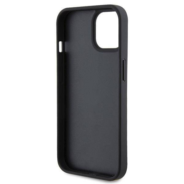 Ferrari Quilted Metal Logo-Hülle für iPhone 15 – Schwarz