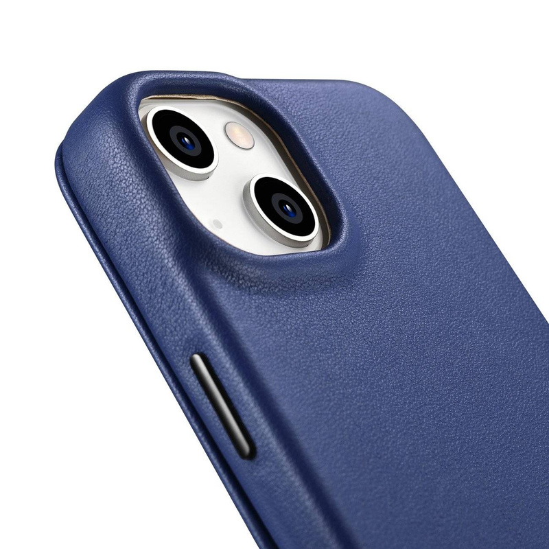 iCarer CE Premium Leather Folio Case for iPhone 14 Plus Flip Magnetic MagSafe Blue (WMI14220715-BU)