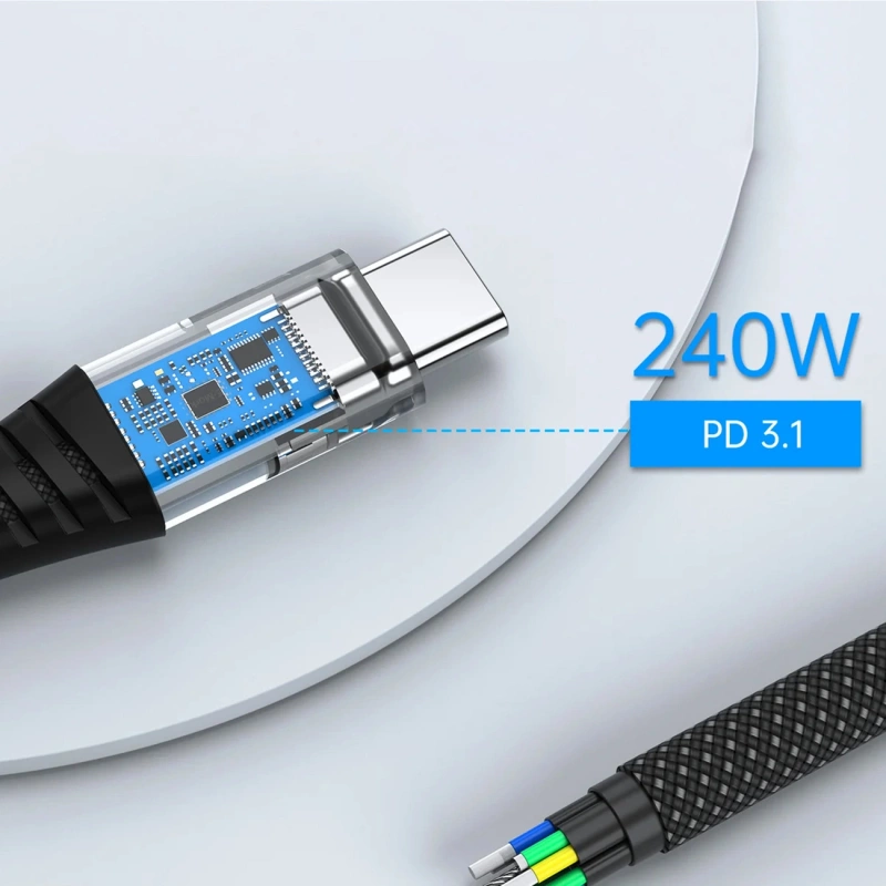 Choetech XCC-1051 magnetisches USB-C / USB-C PD 3.1-Kabel 240 W 1,8 m – schwarz
