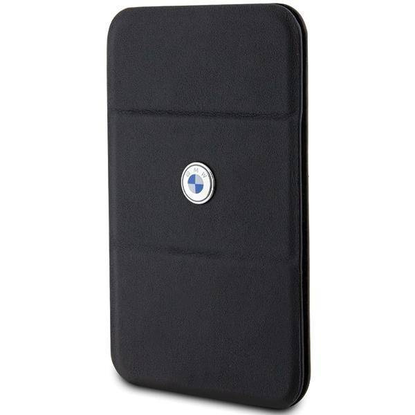 Oryginalne Etui IPHONE Z MAGSAFE BMW Wallet Card Slot Stand MagSafe Signature Collection (BMWCSMRSK) czarne