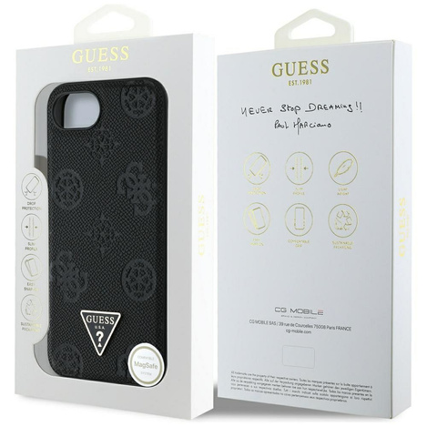 GUESS futerał do IPHONE 16e (SE 4 2025) kompatybilny z MagSafe GUHMPSE4PGBTMK (Grained PU Hot Stamp Peony Triangle Logo) czarny