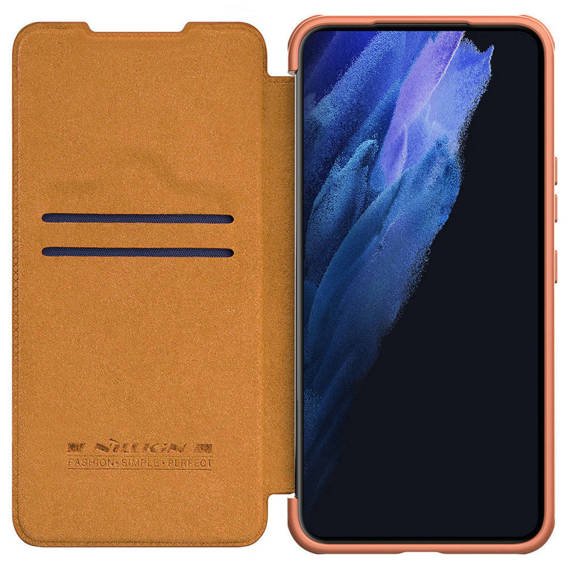 Nillkin Qin Leather Pro Case Case for Samsung Galaxy S22 + (S22 Plus) Camera Protector Holster Cover Flip Cover Brown