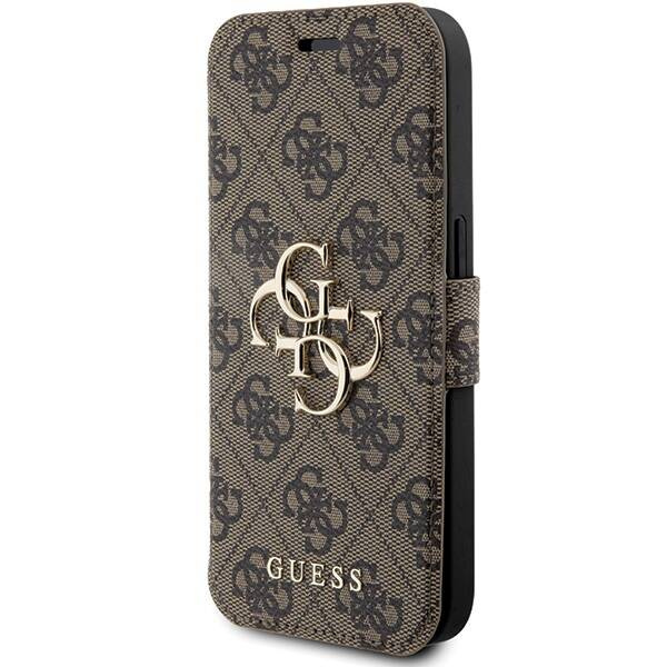 Oryginalne Etui APPLE IPHONE 15 PRO MAX Guess Book 4G Metal Gold Logo (GUBKP15X4GMGBR) brązowe
