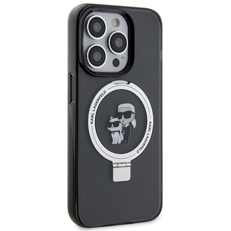 Karl Lagerfeld KLHMP13LHMRSKCK iPhone 13 Pro 6,1&quot; schwarz/schwarz Hardcase Ringständer Karl&amp;Choupette MagSafe