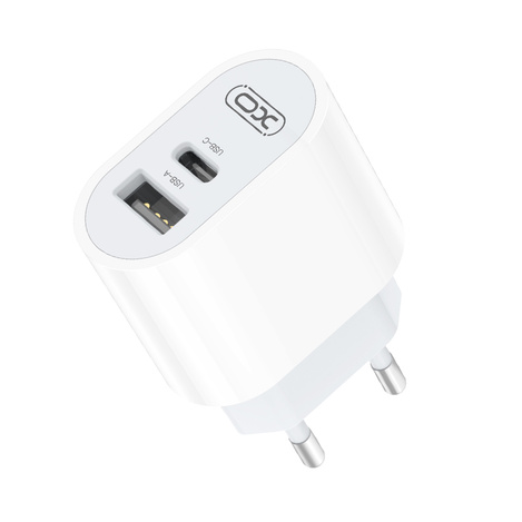 XO ładowarka sieciowa L97 1x USB 1x USB-C 2,4A biała + kabel USB-C - USB-C