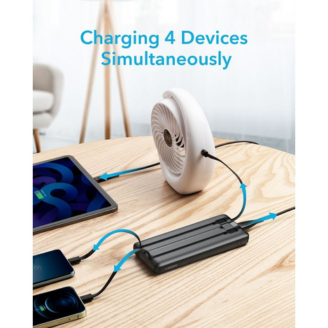 Bateria zewnętrzna (Powerbank) VEGER C10 - 10 000mAh (Micro + Typ C + Lightning 8-pin) czarny (W1116)