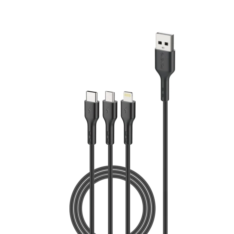 FONENG Kabel X36 3in1 3A 1.2M schwarz