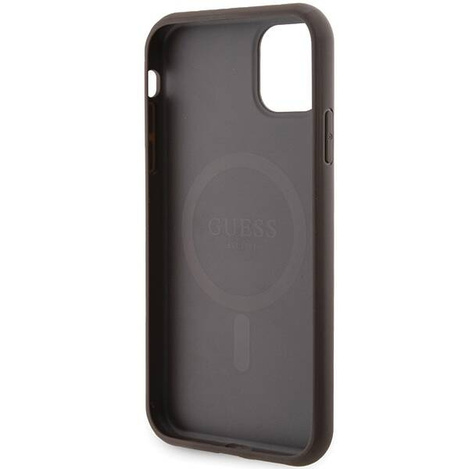Oryginalne Etui GUESS Hardcase GUHMN61G4GFRW do iPhone 11 (Kompatybilny z Magsafe / 4G Ring classic logo / brązowy)