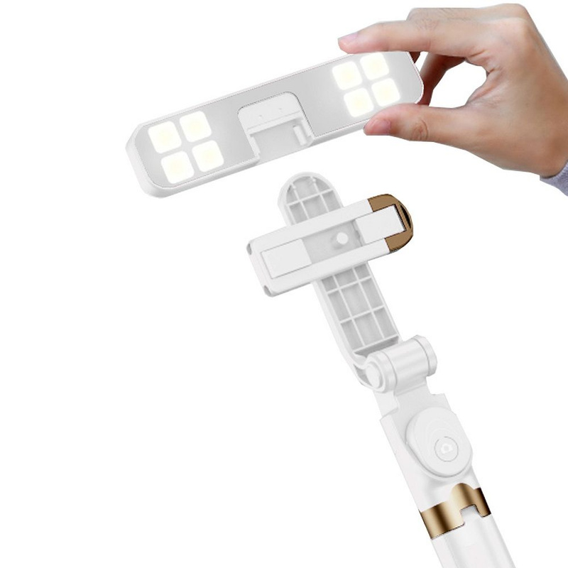 Zestaw / uchwyt selfie z pilotem na bluetooth tripod LED  SSTR-20 biały
