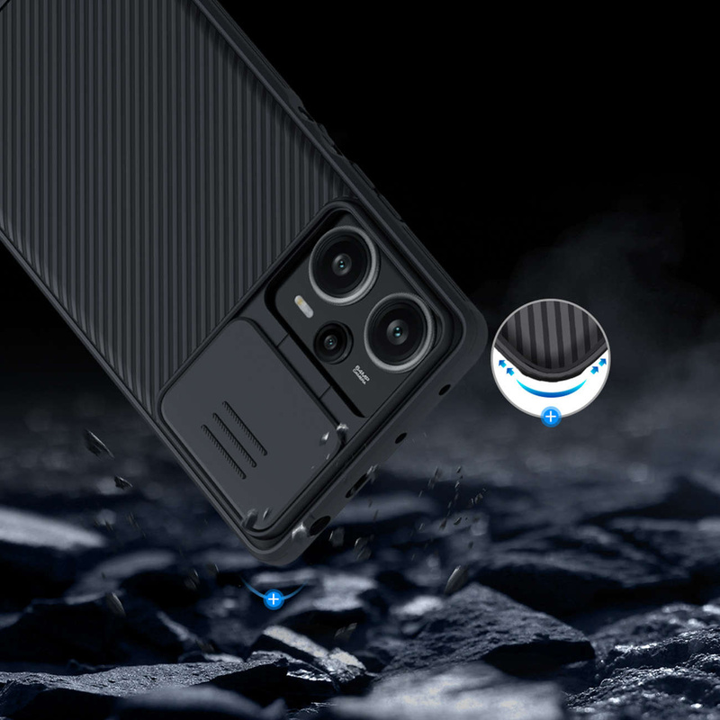 Xiaomi Redmi Note 12 Turbo / Xiaomi Poco F5 Armor Case with Camera Cover Nillkin CamShield Pro Case - Black