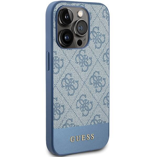Original Handyhülle APPLE IPHONE 15 PRO Guess Hardcase 4G Stripe Collection (GUHCP15LG4GLBL) blau