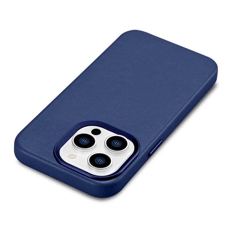 iCarer Case Leather genuine leather case for iPhone 14 Pro Max blau (WMI14220708-BU) (MagSafe compatible)
