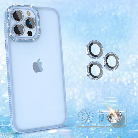 Kingxbar Sparkle Series Hülle iPhone 13 Pro Max mit blauer Kristallrückseite