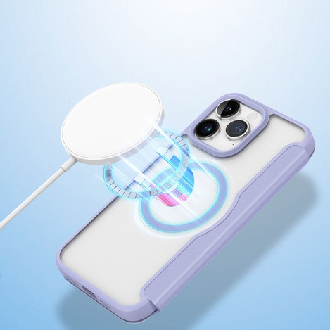 iPhone 15 Pro Max Magnetisches MagSafe Flip Case Dux Ducis Skin X Pro – Lila