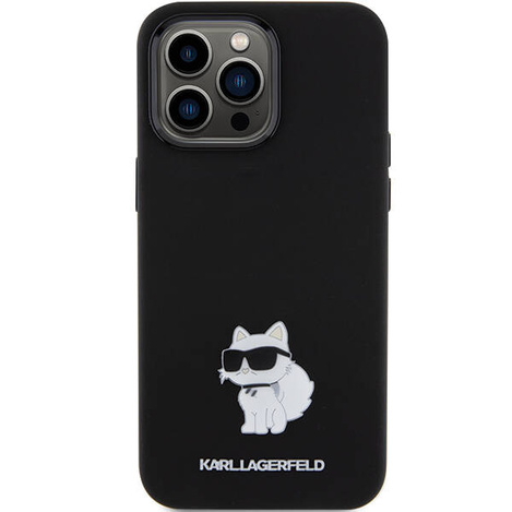Etui Karl Lagerfeld Silicone Choupette Metal Pin na iPhone 15 Pro - czarne