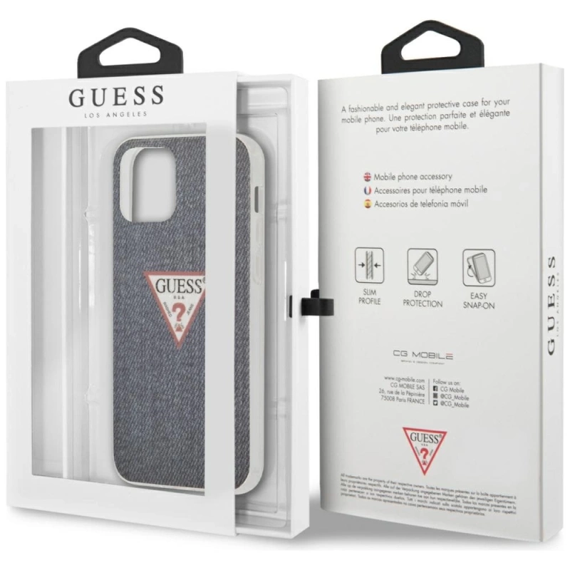 Guess Denim Triangle Dk - Etui iPhone 12 Mini (granatowy)