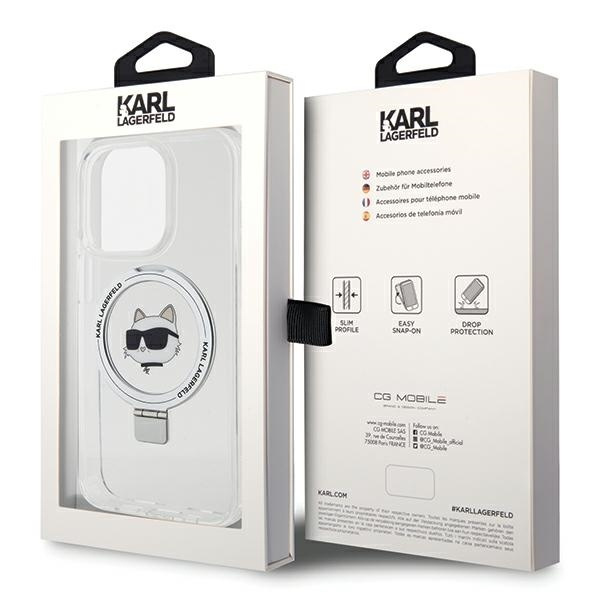Karl Lagerfeld KLHMP15XHMRSCHH iPhone 15 Pro Max 6,7&quot; weiß/weiß Hardcase Ring Stand Choupette Head MagSafe
