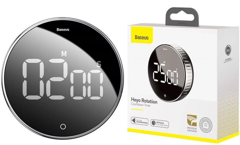 Baseus Heyo obrotowy minutnik czasomierz elektroniczny timer czarny (ACDJS-01)