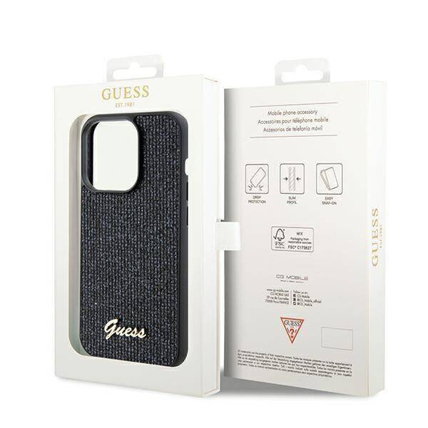 Guess nakładka do iPhone 14 Pro 6,1" GUHCP14LPMSDGSK HC PU DISCO SCRIPT METAL czarna