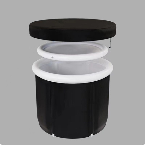 Składana przenośna dmuchana wanna balia do kąpieli 75 x 75 cm czarna