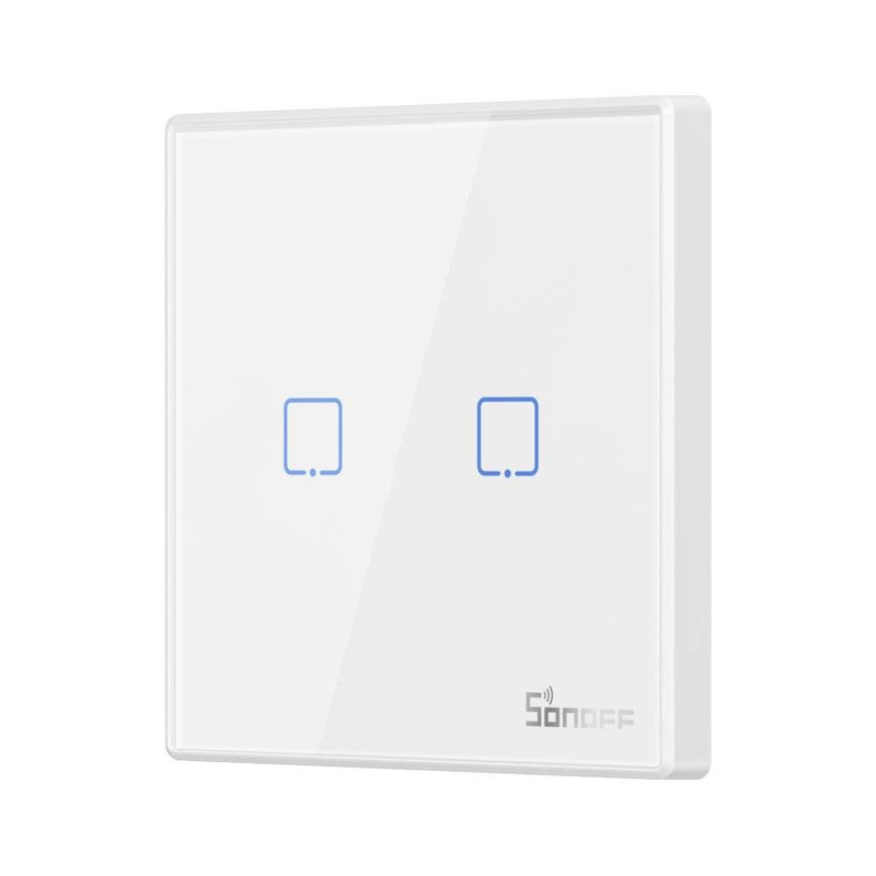 Sonoff T2EU2C-RF dwukanałowy dotykowy włącznik światła przełącznik przycisk Wi-Fi na pilot 433 MHz  biały (M0802030010)