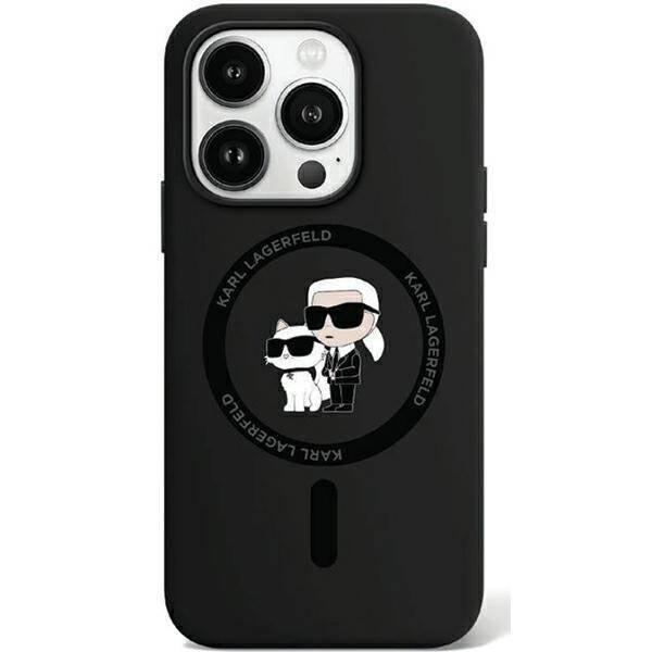 Oryginalne Etui KARL LAGERFELD hardcase Silicone Karl & Choupette MagSafe KLHMP15LSCMKCRHK do Iphone 15 Pro Czarny