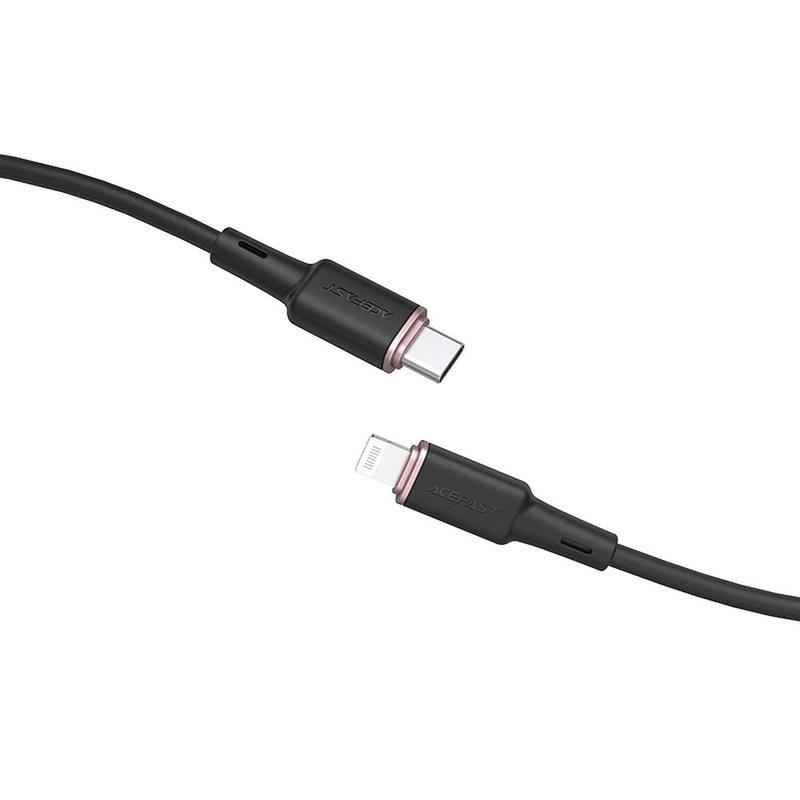 Kabel MFI USB-C - Apple Lightning 3A 1,2m Szybkie Ładowanie i Przesyłanie Danych Zinc Alloy Silicone Charging Data Cable (C2-01) czarny