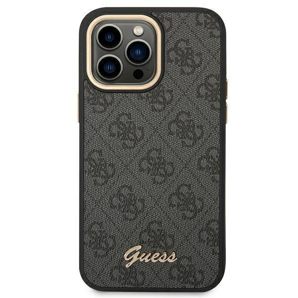 Original Case IPHONE 14 PRO MAX Guess Hard Case 4G Vintage Gold Logo (GUHCP14XHG4SHK) black