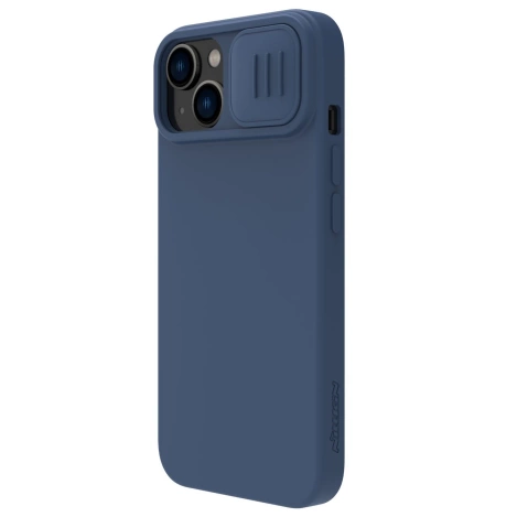 Nillkin CamShield Silky Silikonhülle iPhone 14 Plus Hülle mit Kameraschutz Blau