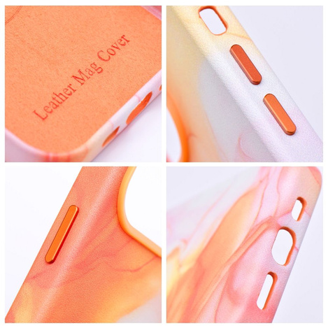 Leather Mag Cover kompatybilne z MagSafe do IPHONE 14 PRO MAX orange splash
