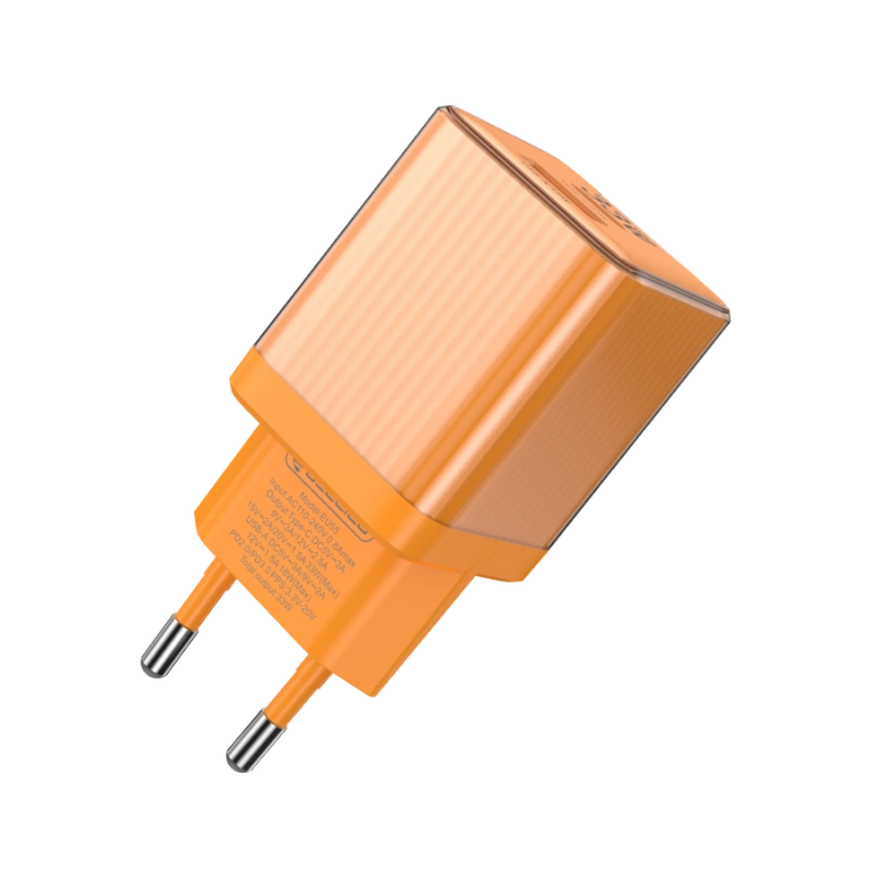 JELLICO Netz-Ladegerät EU55 GaN PD 33W 1xUSB-C + 1xUSB QC3.0 orange