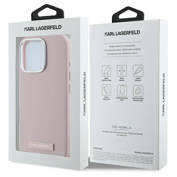 Karl Lagerfeld nakładka do iPhone 16 Pro 6,3" KLHMP16LPGMSRPP różowa Hardcase FW Metal Plate MagSafe