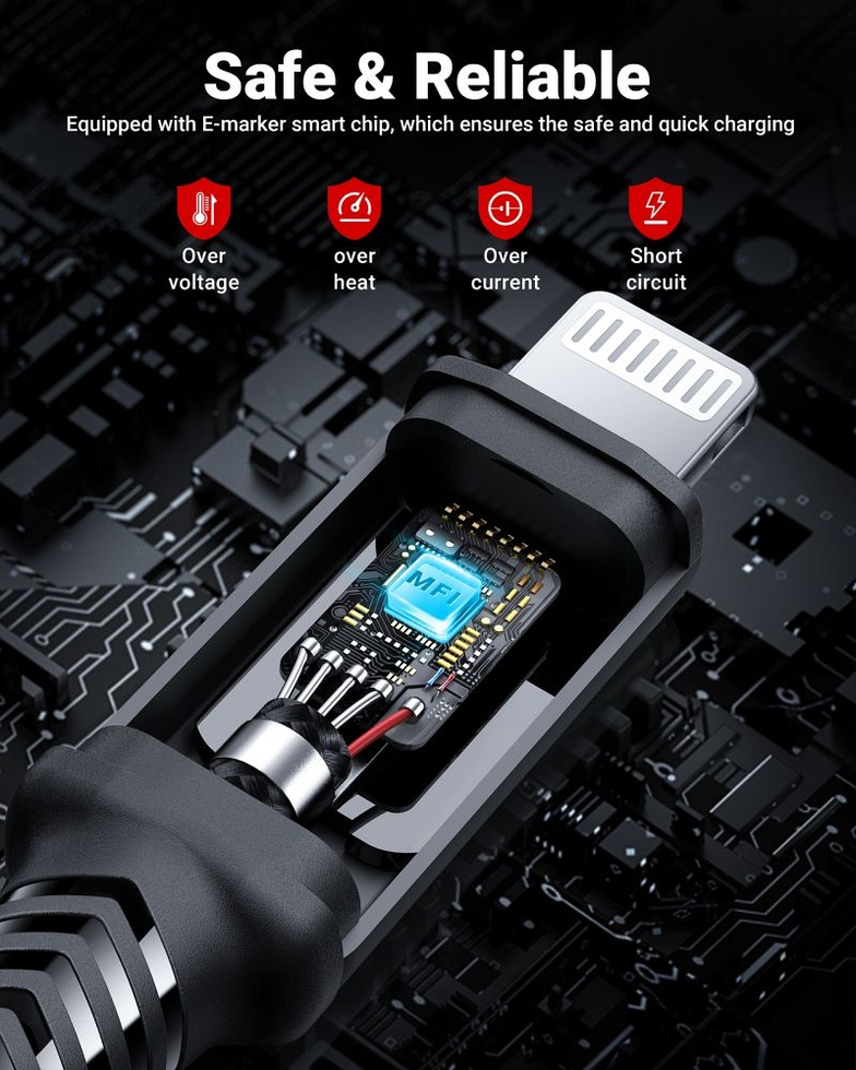 Acefast kabel MFI USB Typ C - Lightning 1,8m, 30W, 3A czarny (C4-01 C Black)