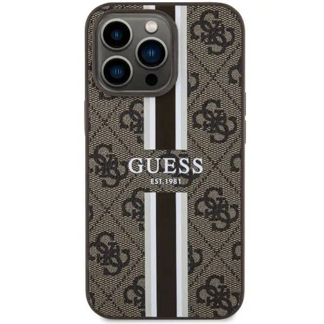 Guess GUHMN61P4RPSW iPhone 11 / Xr brązowy/brown hardcase 4G Printed Stripes MagSafe