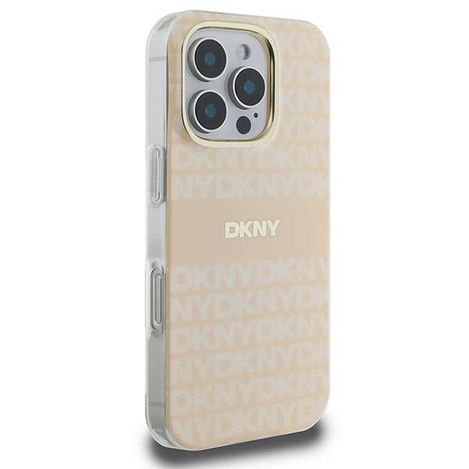 DKNY DKHMP16LHRHSEP iPhone 16 Pro 6.3" różowy/pink hardcase Repeat texture patern & Stripe MagSafe