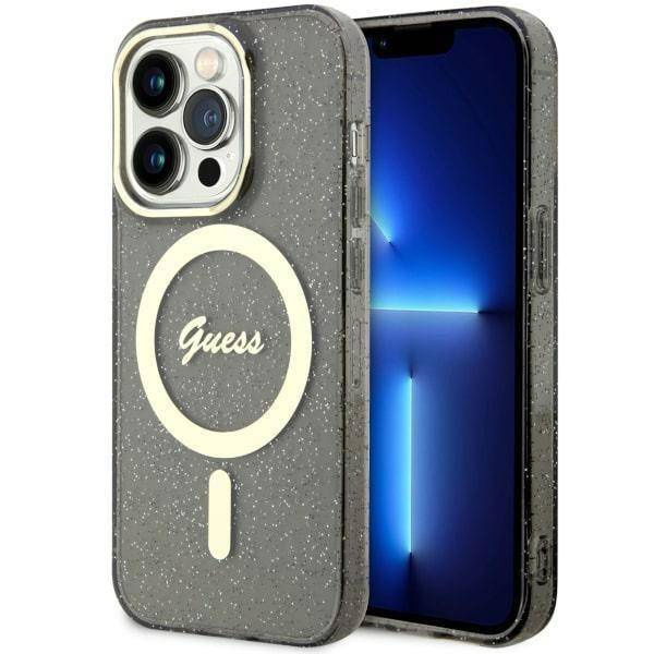Guess GUHMP14XHCMCGK iPhone 14 Pro Max 6,7" schwarz/schwarze Hardcase Glitter Gold MagSafe