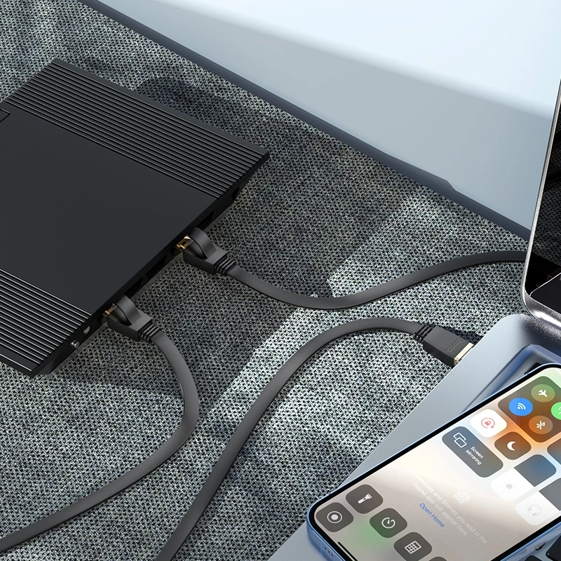 HOCO kabel Ethernet US07 6 Gigabit 1M Czarny