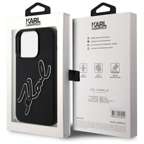 Etui Karl Lagerfeld 3D Rubber Signature na iPhone 15 Pro - czarne