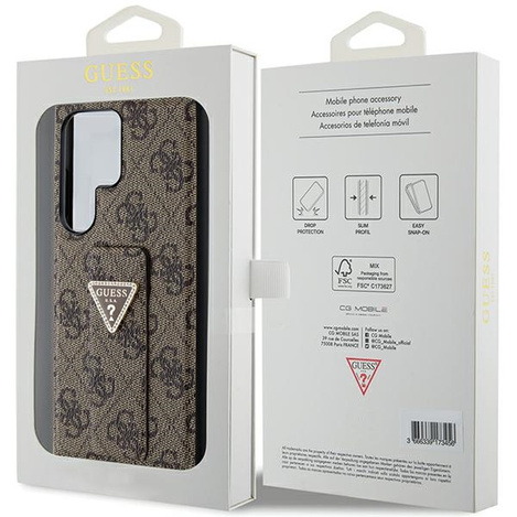 Guess GUHCS24LPGS4TDW S24 Ultra S928 brown/brown hardcase Grip Stand 4G Triangle Strass
