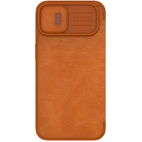 Nillkin Qin Leder Pro Hülle iPhone 14 Plus Kamera Cover Holster Cover Flip Case Braun