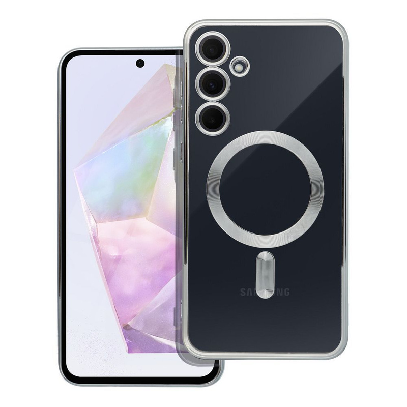 Futerał Electro Mag Cover kompatybilny z MagSafe do SAMSUNG A35 srebrny