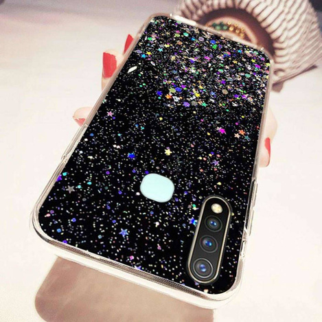 Schutzhülle IPHONE 14 Sequins Glue Glitter Case schwarz