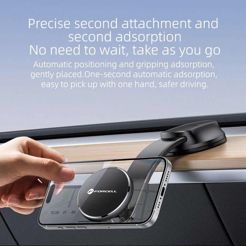 FORCELL F-Grip MagFlex uchwyt samochodowy do szyby/deski/kratki kompatybilny z MagSafe czarny