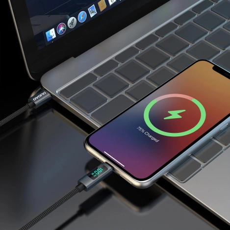 Dudao L7C USB-C - USB-C 100W Kabel mit LED-Anzeige 1m - Schwarz