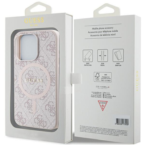 Oryginalne Etui GUESS Hardcase GUHMP14XG4GFRP do iPhone 14 Pro Max (Kompatybilny z Magsafe / 4G Ring classic logo / różowy)