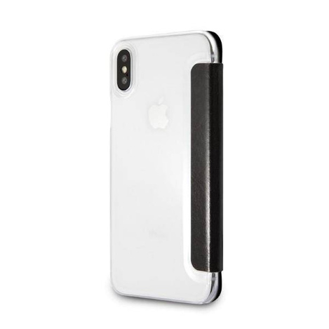 Original Handyhülle IPHONE X / XS Karl Lagerfeld Bookcase Signature Glitter schwarz