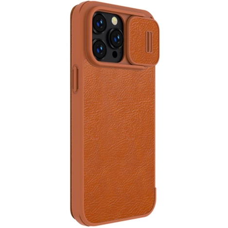 Nillkin Qin Leder Pro Hülle iPhone 14 Pro Max Kamera Cover Holster Cover Flip Case Braun